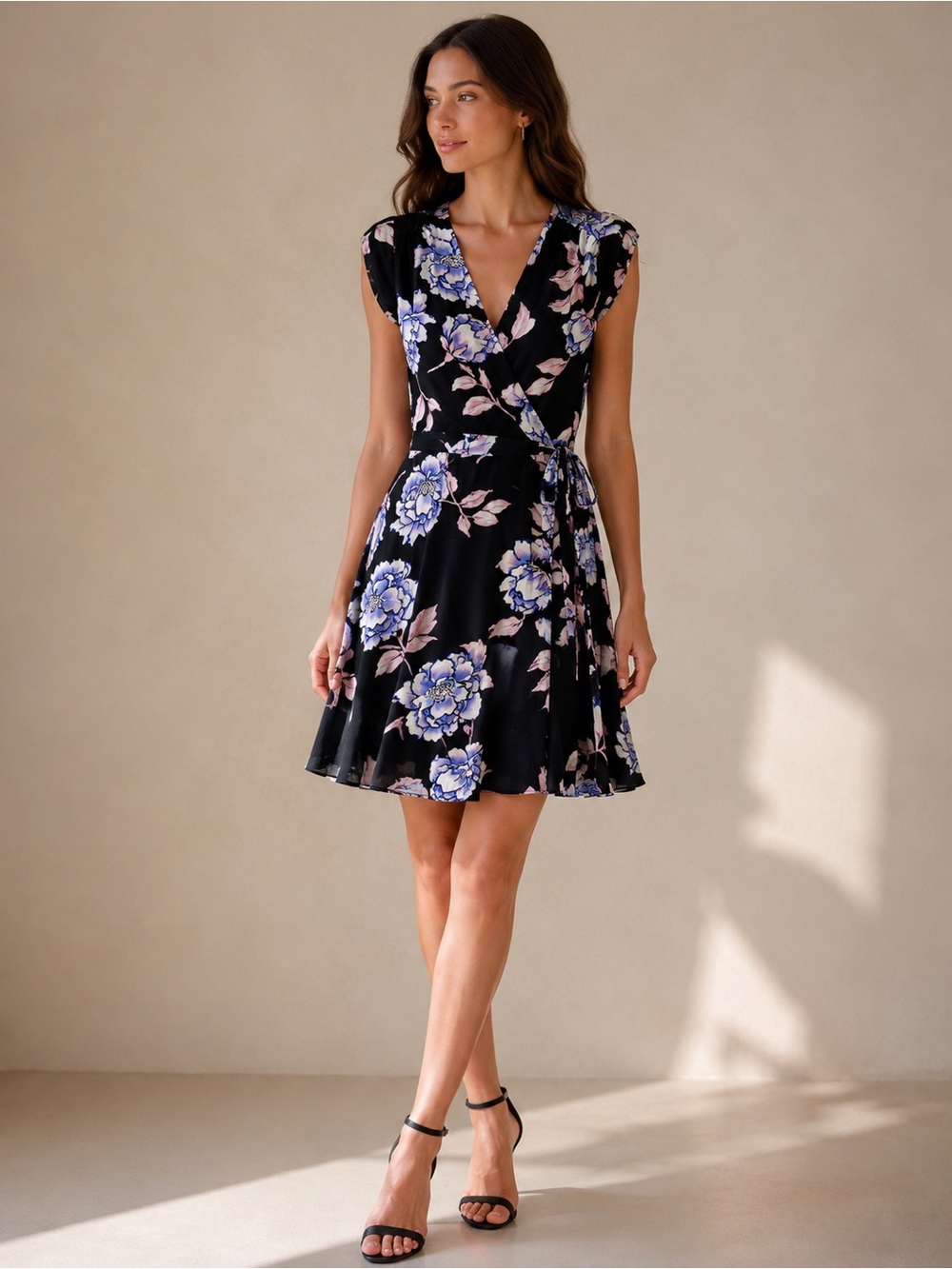 YUMI KIM Soho Mixer Silk Wrap Dress XS NWT | Classic Peony Black Floral Mini